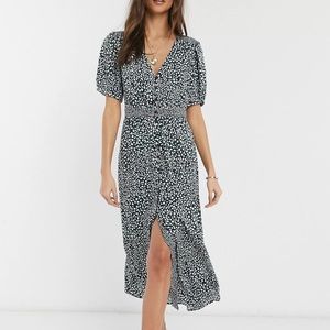 French Connection button front leopard print maxi dress